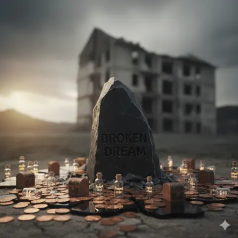 Burning cash representing blown-up premium selling strategy